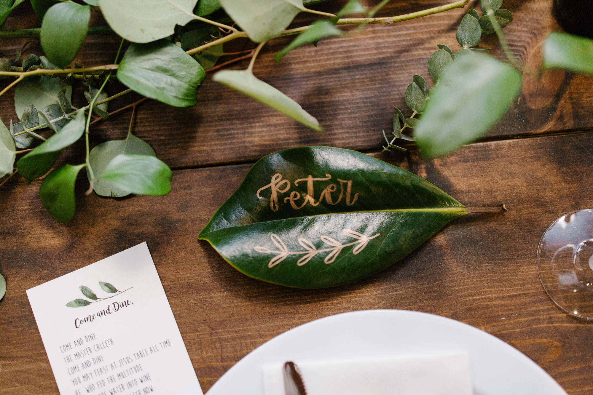 DIY Wedding Greenery Place Cards