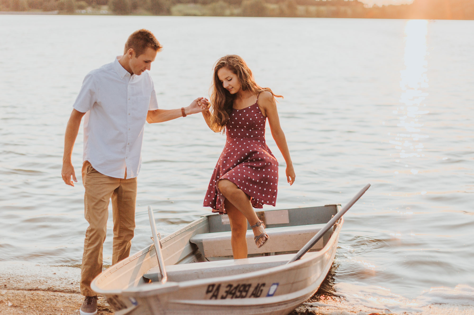 Engaged Couple Boating Montour Perserve PA