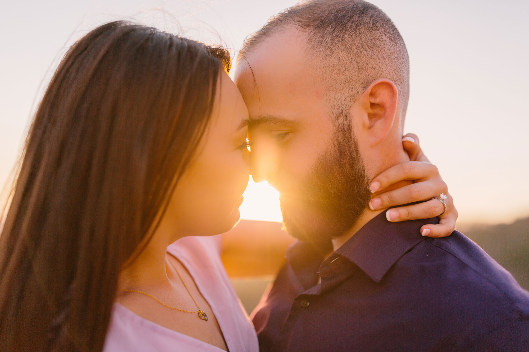 Engaged Couple Kissing on Mountaintop Devil's Marbleyard VA